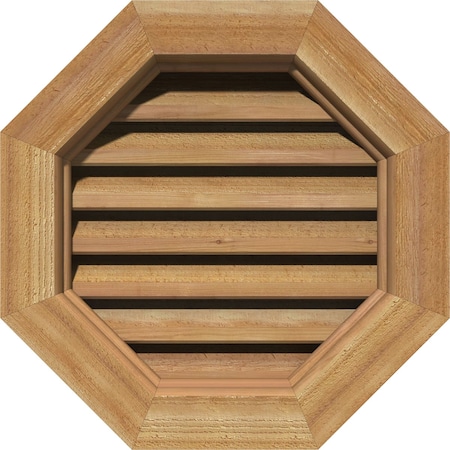 Octagonal Gable Vent Functional, Western Red Cedar Gable Vent W/ Brick Mould Face Frame, 24W X 24H